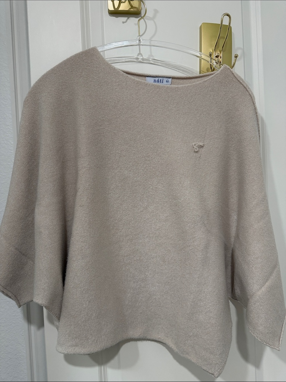 Taupe Off-the-Shoulder Knit Sweater